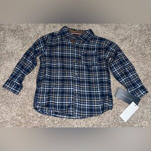 Tommy Hilfiger boys 24 Months blue flannel plaid button down shirt NWT